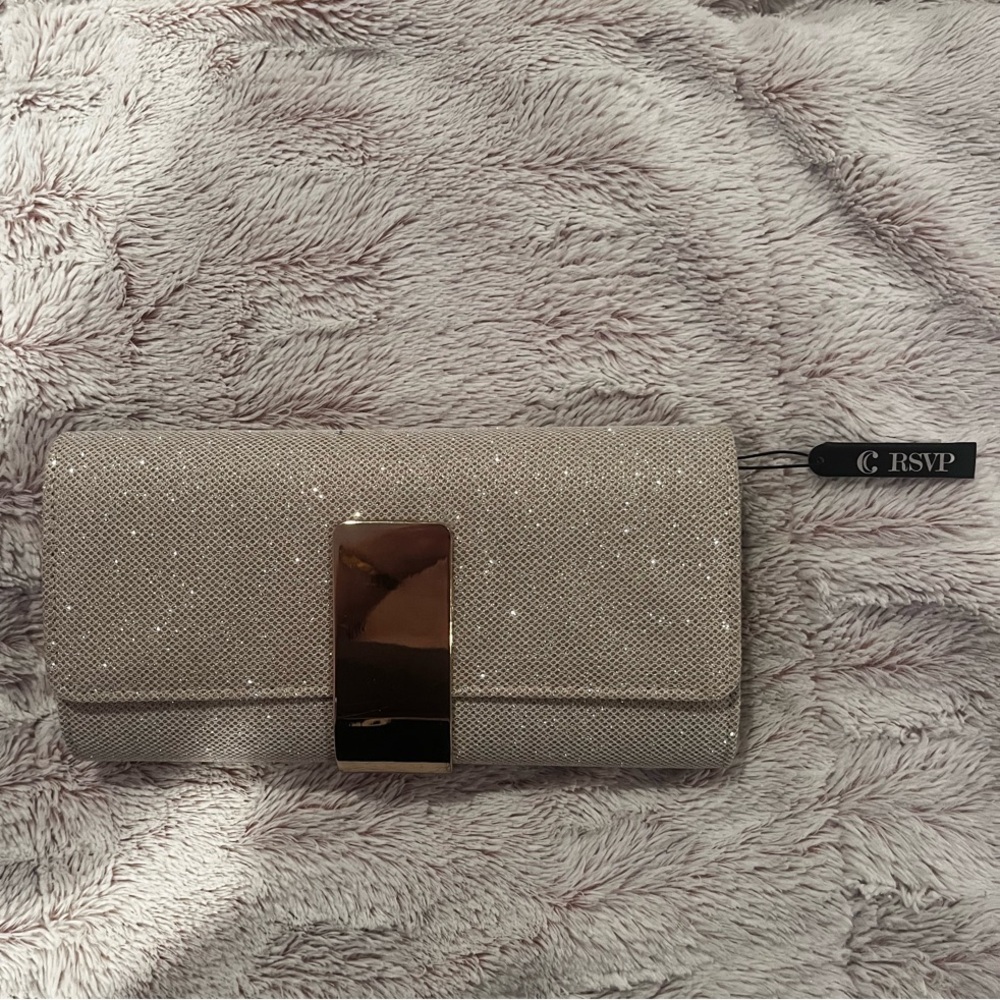 RSVP Cream Clutch with Metallic Closure